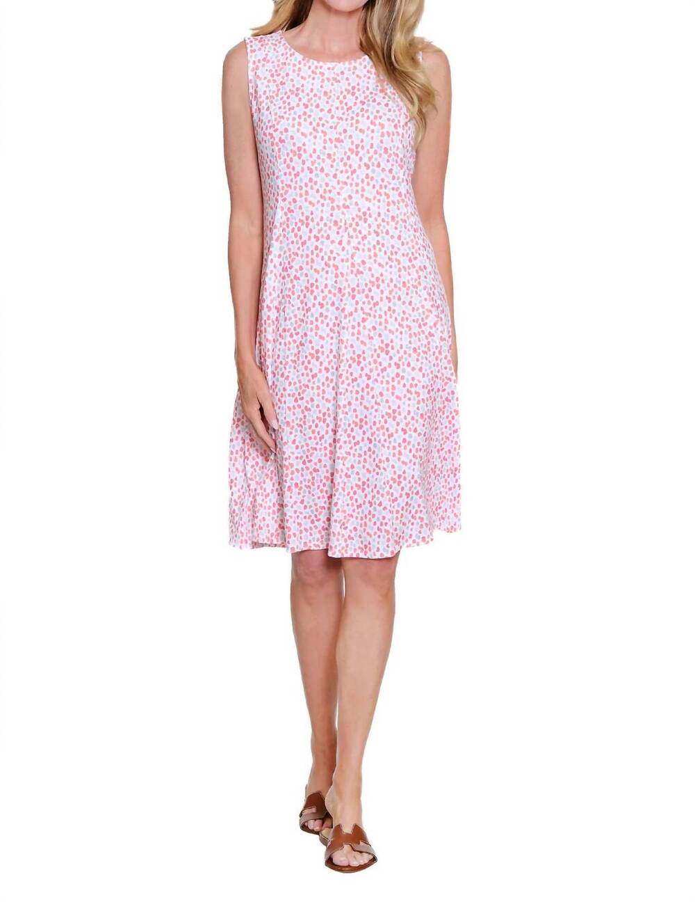 NEW MULTIPLES panel scoop neck tank dress in dot multi